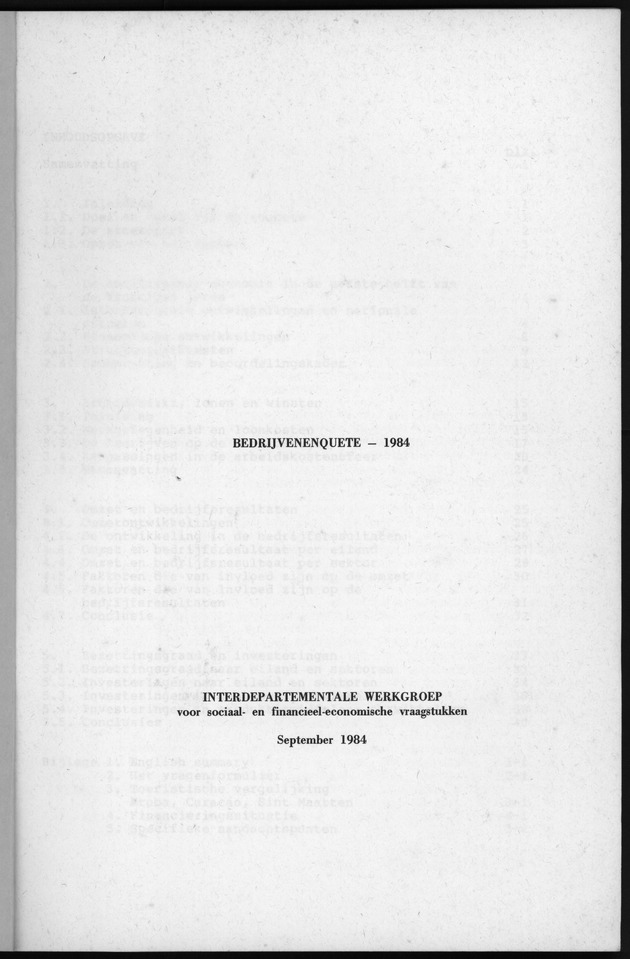 Bedrijvenenquete 1984 - Title Page