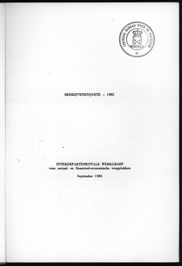 Bedrijvenenquete 1985 - Title Page