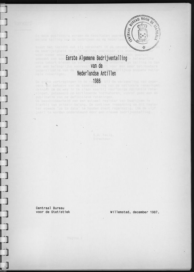 Eerste Algemeen Bedrijventelling Nederlandse Antillen 1986 - Title Page