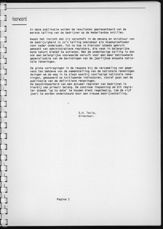 Eerste Algemeen Bedrijventelling Nederlandse Antillen 1986 - Page I