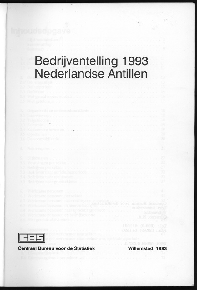 Bedrijventelling 1993 Nederlandse Antillen - Title Page