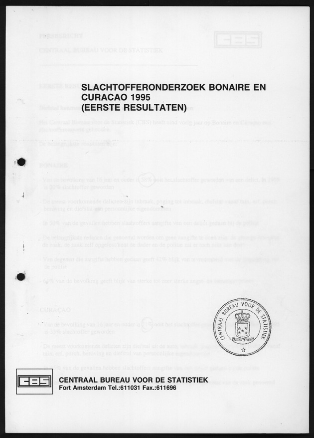 Slachtofferonderzoek Bonaire en Curacao 1995 - Title Page