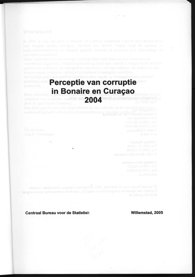 Perceptie van Corruptie Bonaire en Curaҫao 2004 - Title Page