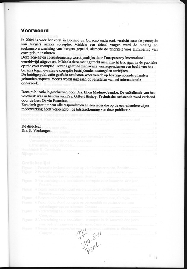 Perceptie van Corruptie Bonaire en Curaҫao 2004 - Page i