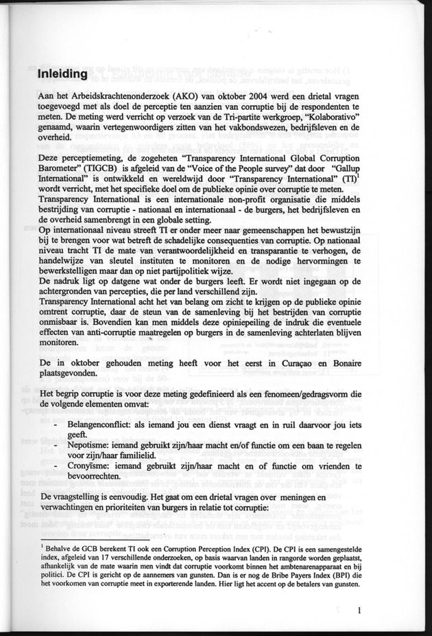 Perceptie van Corruptie Bonaire en Curaҫao 2004 - Page 1