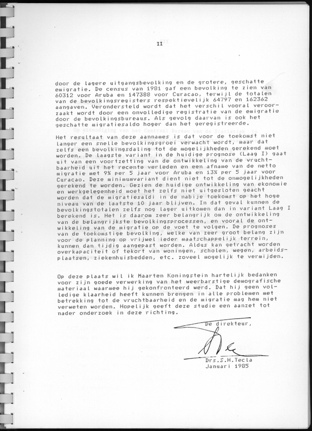 Bevolkingsvooruitberekening voor Aruba en Curaҫao op basis van de bevolkingsomvang volgens den census van 1981 - Page II