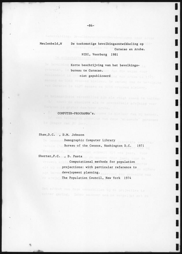Bevolkingsvooruitberekening voor Aruba en Curaҫao op basis van de bevolkingsomvang volgens den census van 1981 - Page 84