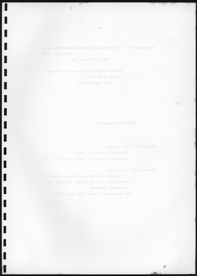 Bevolkingsvooruitberekening voor Aruba en Curaҫao op basis van de bevolkingsomvang volgens den census van 1981 - Blank Page