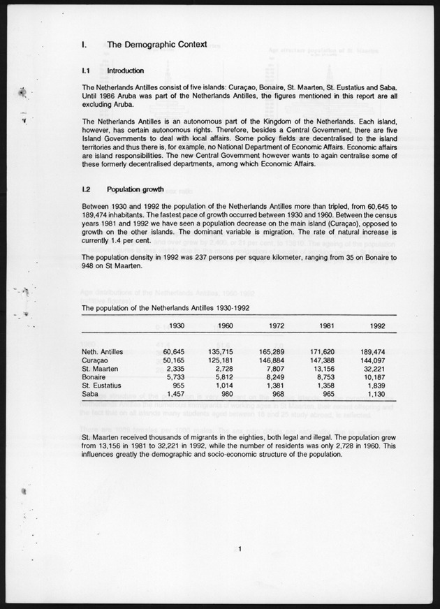 National Report on Population and development Netherlands Antilles - Page 1