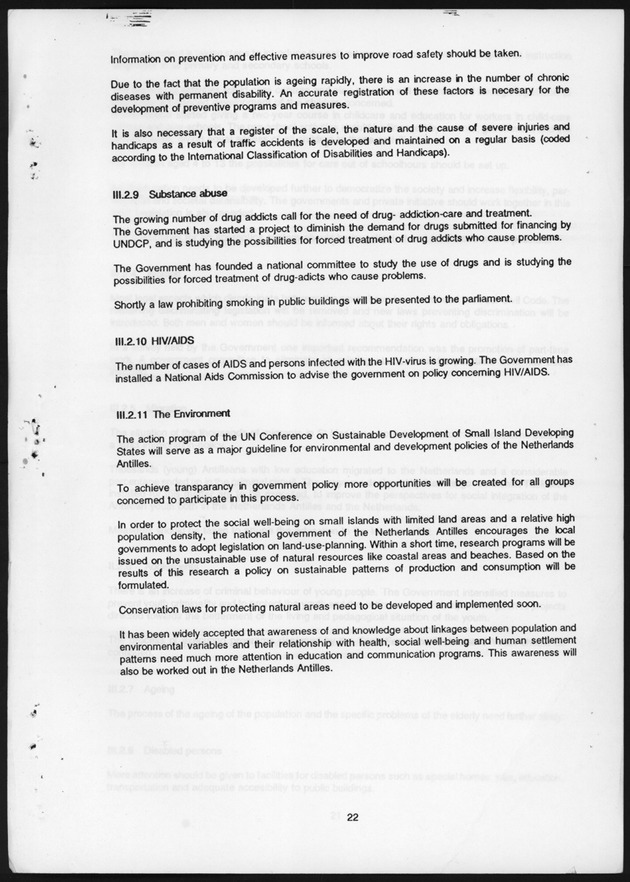 National Report on Population and development Netherlands Antilles - Page 22
