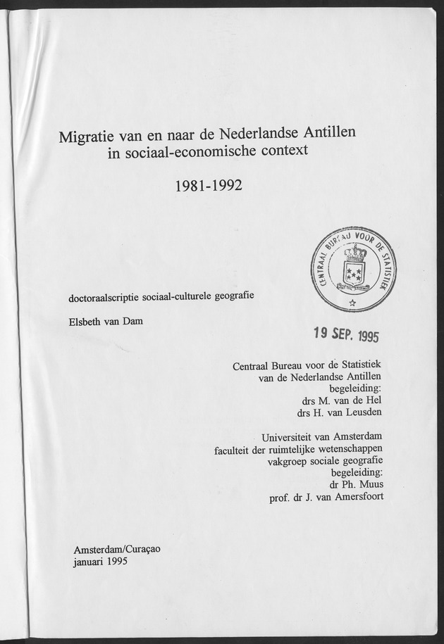 Migratie van en naar de Nederlandse Antillen in Sociaal-economische context - Title Page