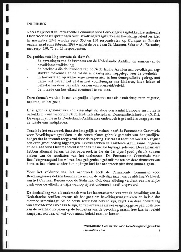 Opvattingen van de bevolking over bevolkingsvraagstukken en bevolkingsvraagstukken en bevolkingsbeleid - Page i