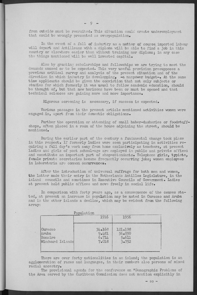 Documented Paper on the Netherlands Antilles for the conference on dempgraphic problems of the area served by The caribbean commission - Page 9