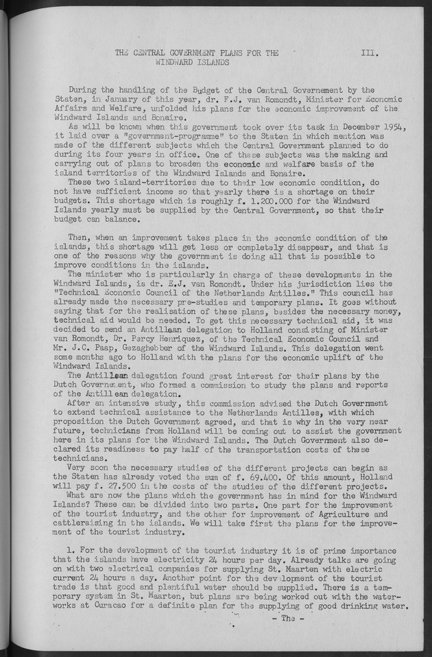 Documented Paper on the Netherlands Antilles for the conference on dempgraphic problems of the area served by The caribbean commission - Page III