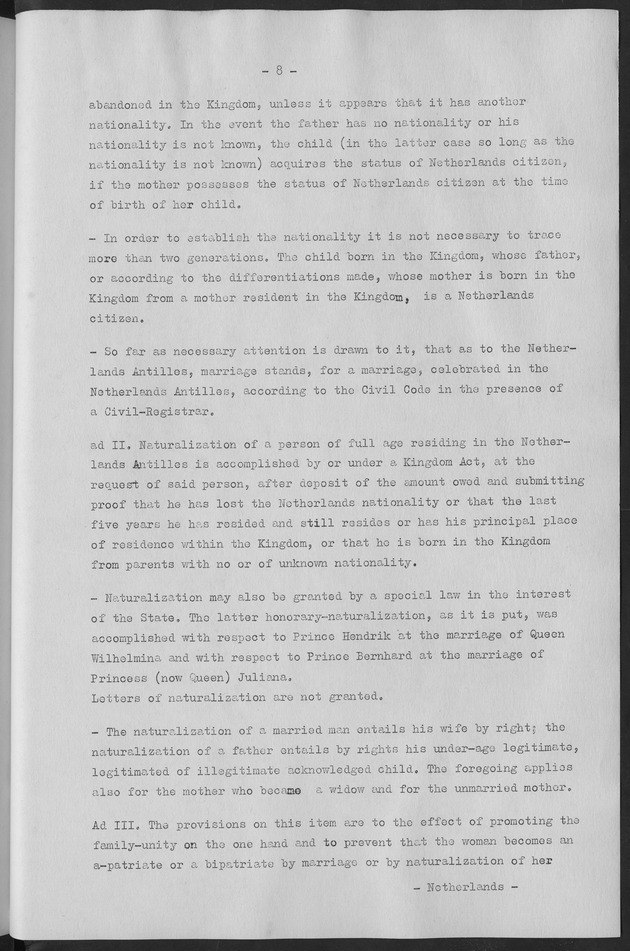 Documented Paper on the Netherlands Antilles for the conference on dempgraphic problems of the area served by The caribbean commission - Page 8