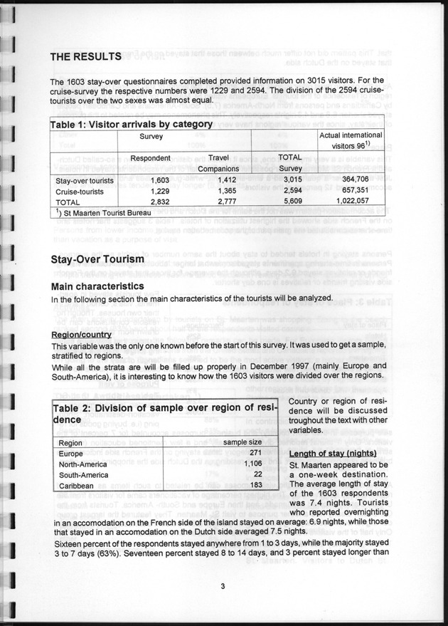 Tourism Survey St.Maarten 1997 - Page 3