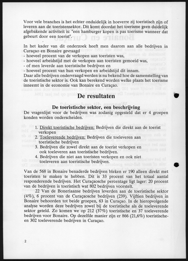 Tourism economic impact survey Bonaire and Curacao 1995 - Page 2