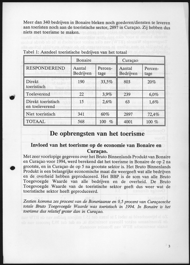 Tourism economic impact survey Bonaire and Curacao 1995 - Page 3