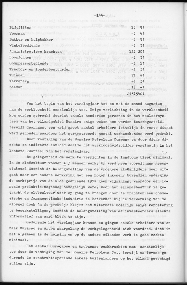 Verslag van de toestand van het eilandgebied Bonaire over het jaar 1974 - Page 144