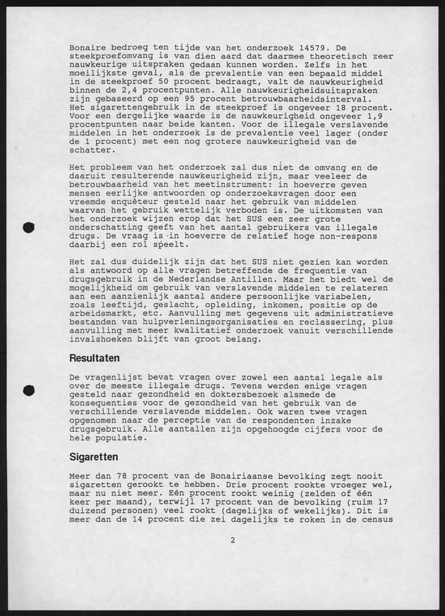 Substance Use survey(SUS) Bonaire 1996 - Page 2