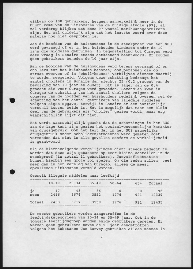 Substance Use survey(SUS) Bonaire 1996 - Page 7
