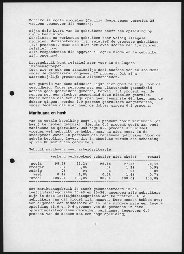 Substance Use survey(SUS) Bonaire 1996 - Page 8