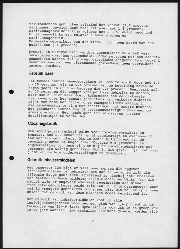 Substance Use survey(SUS) Bonaire 1996 - Page 9