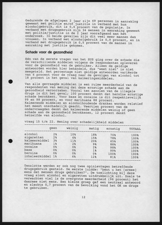 Substance Use survey(SUS) Bonaire 1996 - Page 12