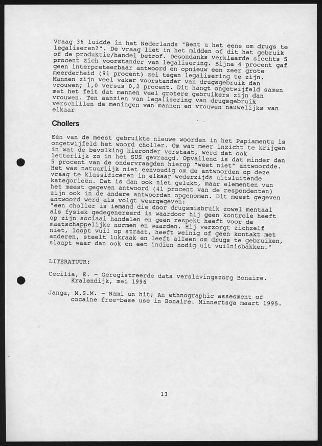 Substance Use survey(SUS) Bonaire 1996 - Page 13