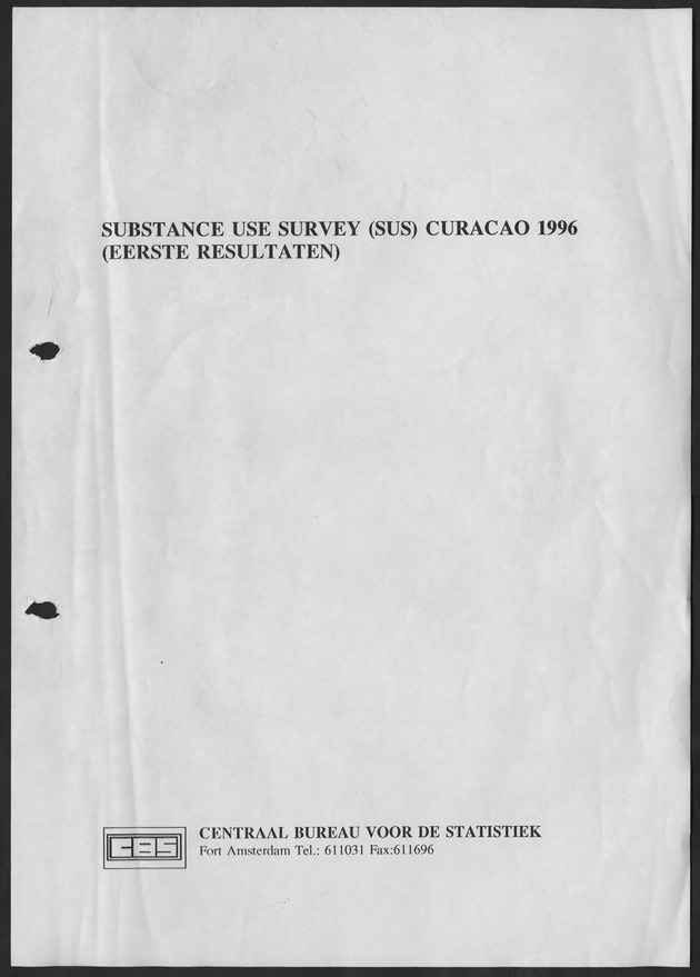 Substance Use survey(SUS) Curacao 1996 - Title Page