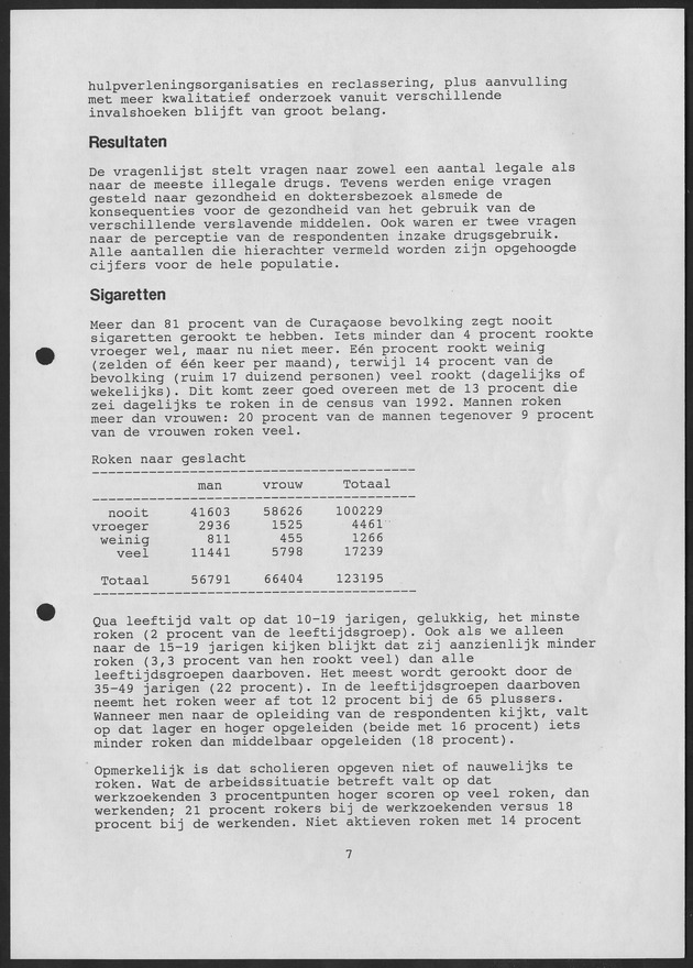 Substance Use survey(SUS) Curacao 1996 - Page 7