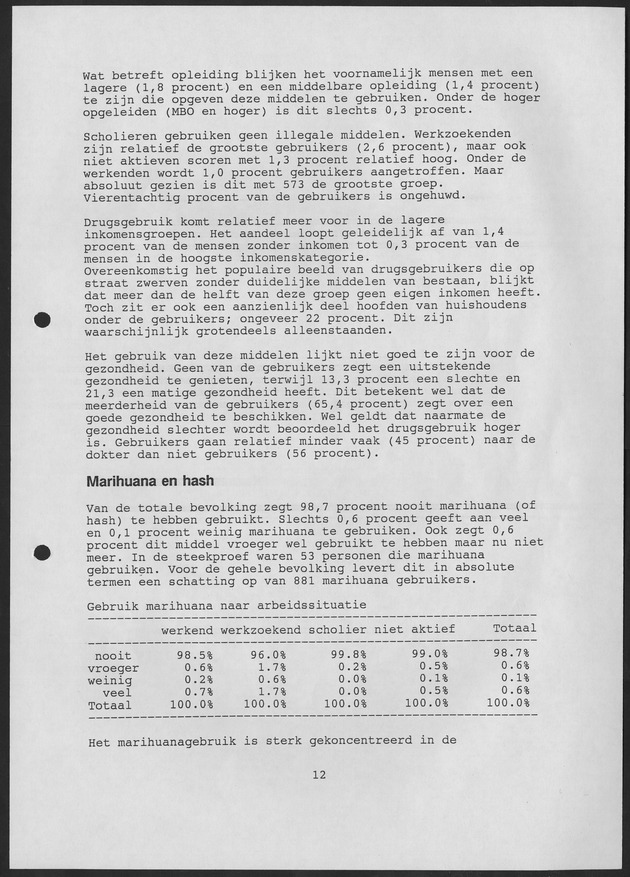 Substance Use survey(SUS) Curacao 1996 - Page 12