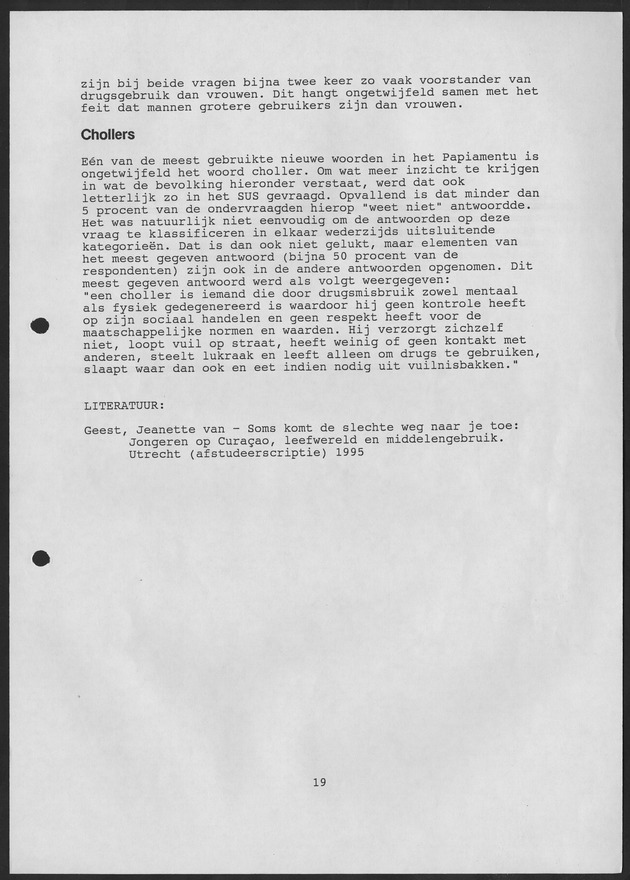 Substance Use survey(SUS) Curacao 1996 - Page 19