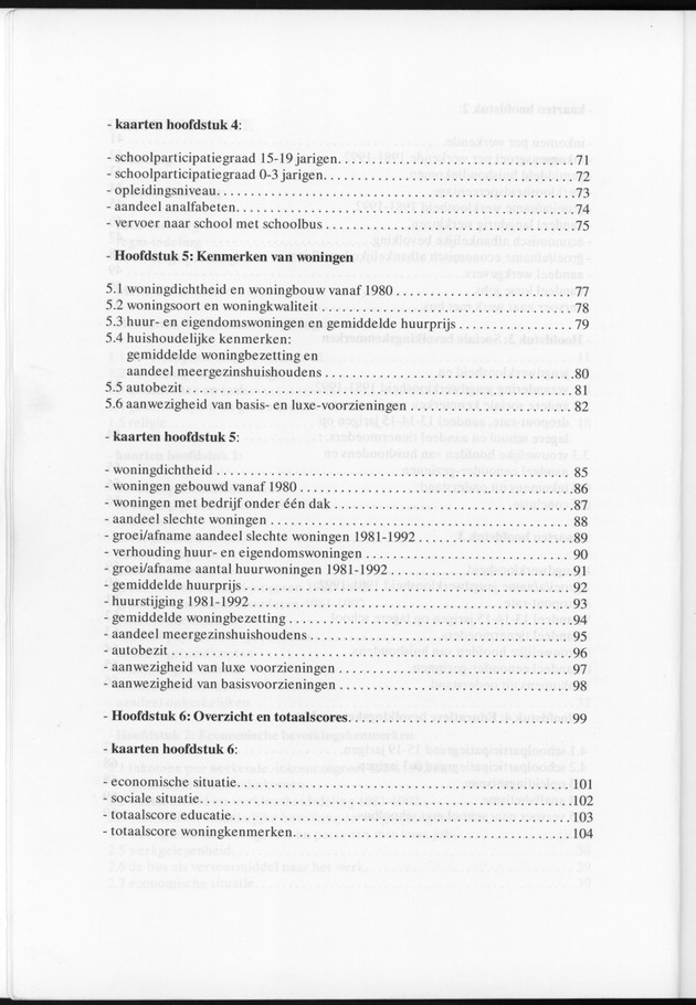 Censusatlas 1992 - inhoudsopgave