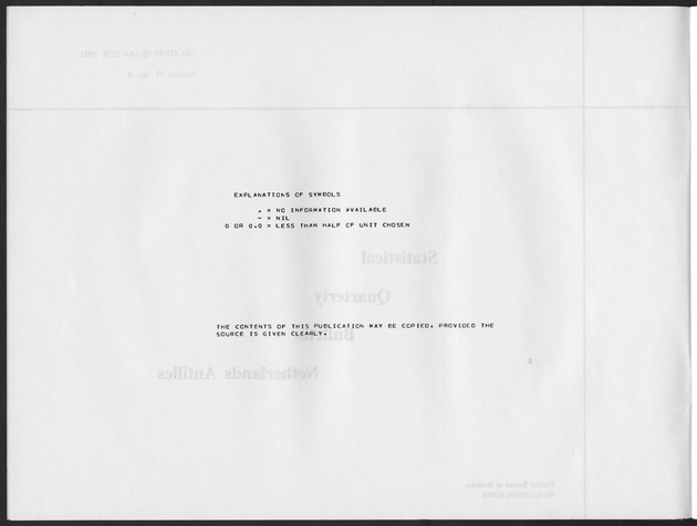 Second Quarter 1991 No.4 - explanation of symbols