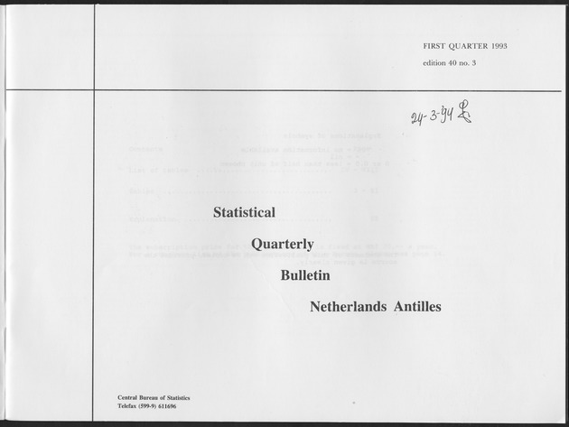 First Quarter 1993 No.3 - Title Page