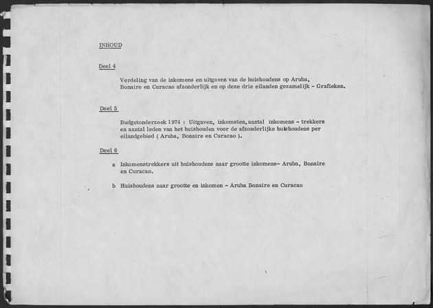 Werktabellen BudgetOnderzoek 1974 - Inhoud