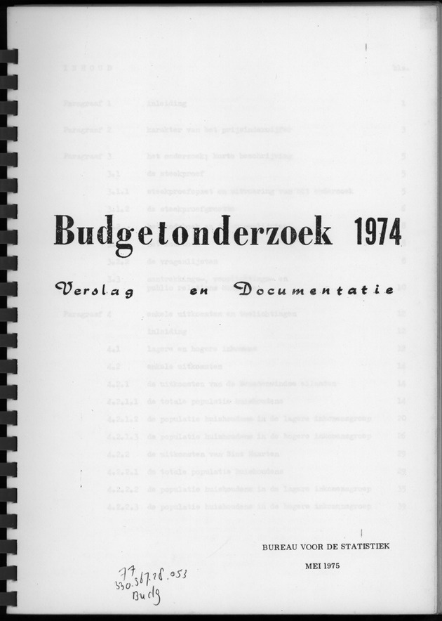 BudgetOnderzoek 1974, Benedenwindse eilanden - Title Page