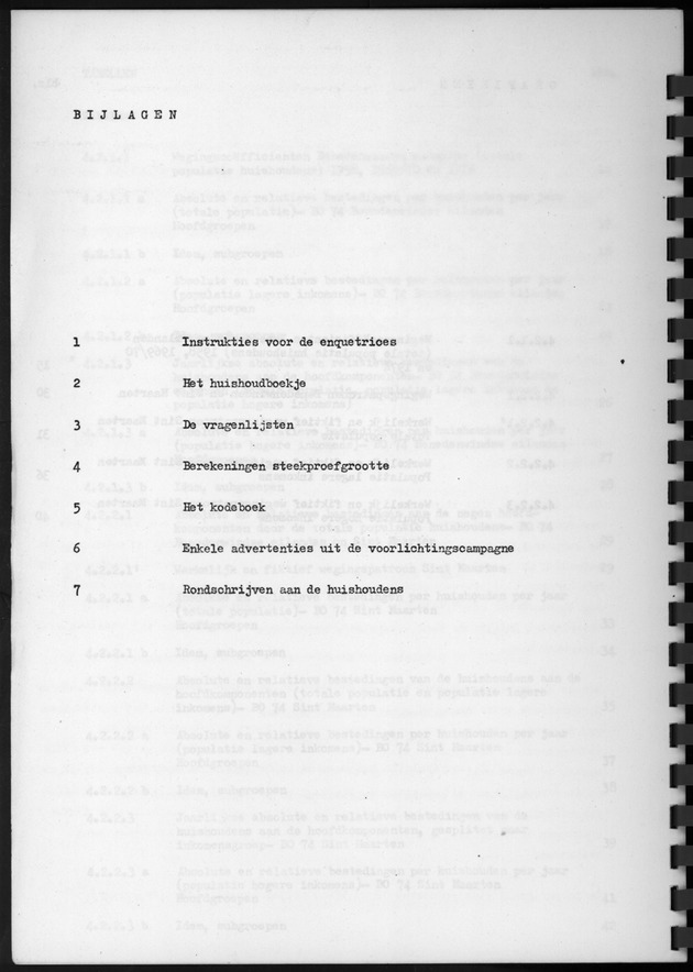 BudgetOnderzoek 1974, Benedenwindse eilanden - bijlagen