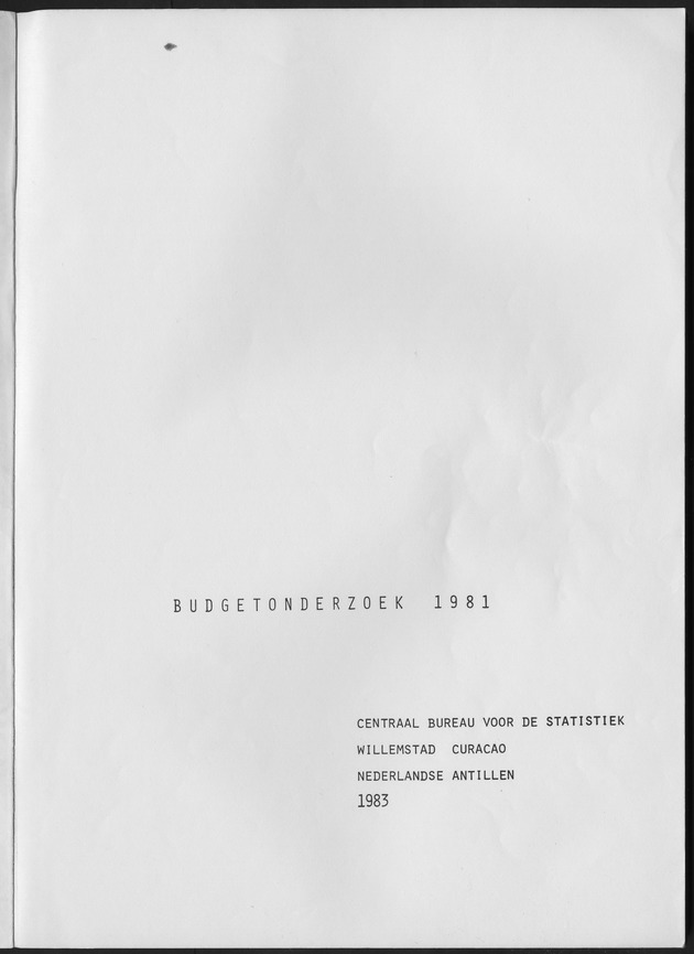 BudgetOnderzoek 1981 - Title Page