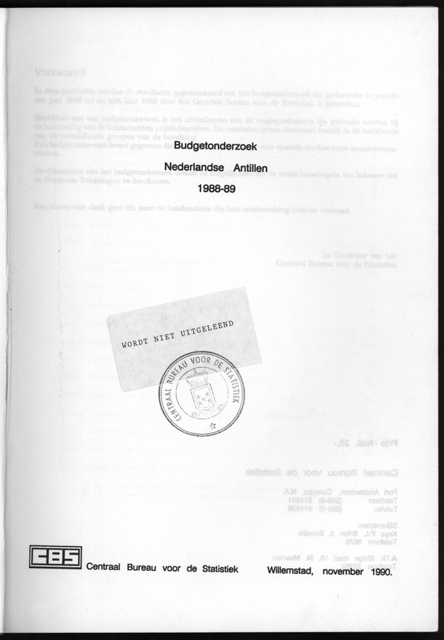 Budgetonderzoek Nederlandse Antillen 1988-89 - Title Page
