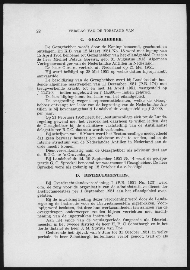 Verslag van de toestand van het eilandgebied Curacao 1951/1952 - Page 22