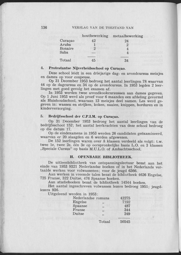 Verslag van de toestand van het eilandgebied Curacao 1953 - Page 136