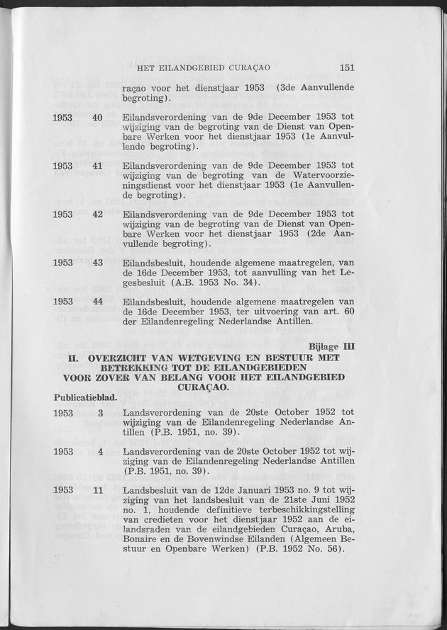 Verslag van de toestand van het eilandgebied Curacao 1953 - Bijlage II