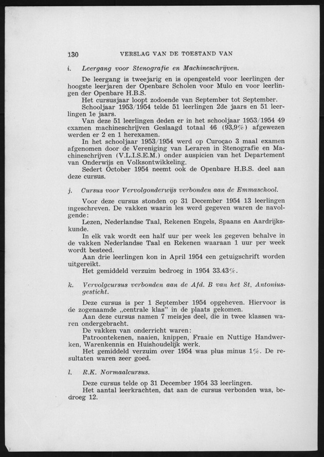 Verslag van de toestand van het eilandgebied Curacao 1954 - Page 130