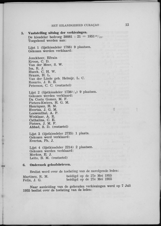 Verslag van de toestand van het eilandgebied Curacao 1955 - Page 13