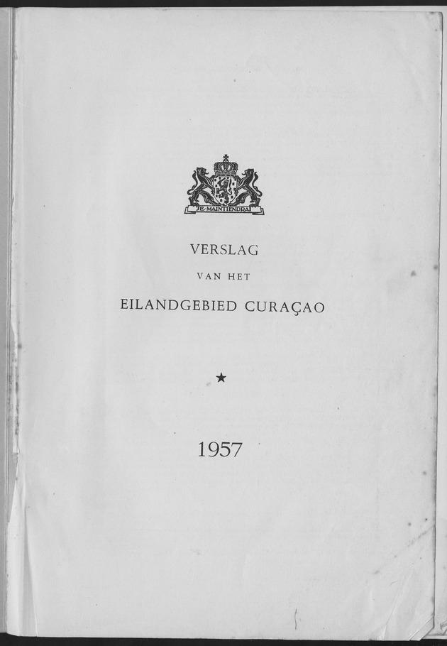 Verslag van de toestand van het eilandgebied Curacao 1957 - Title Page