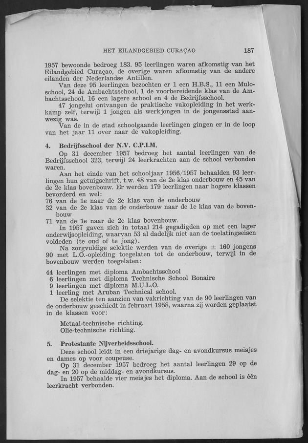 Verslag van de toestand van het eilandgebied Curacao 1957 - Page 187