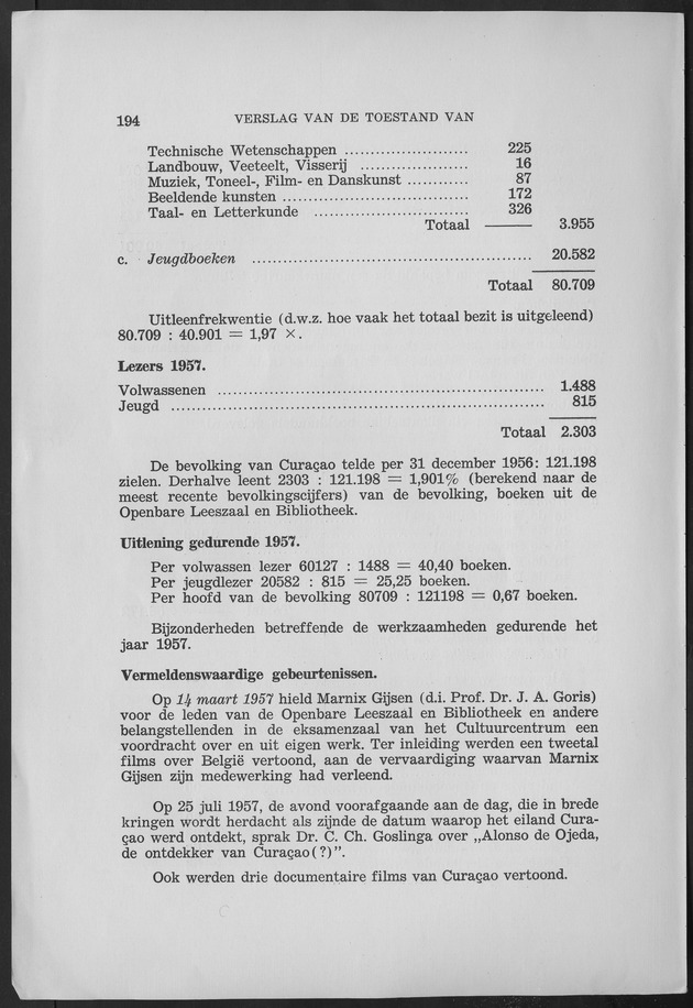 Verslag van de toestand van het eilandgebied Curacao 1957 - Page 194