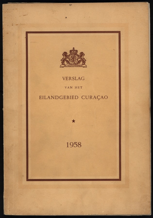 Verslag van de toestand van het eilandgebied Curacao 1958 - Cover
